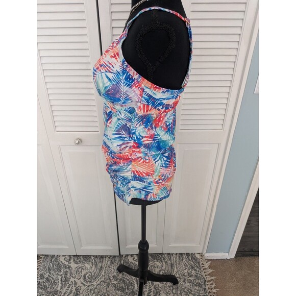 PINKBLUSH Maternity Halter Tankini Top Women's L Multi Blue Hawaiian Crisscross - Picture 8 of 14